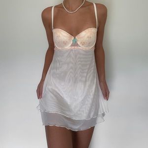 Vintage Coquette Lace Bustier Babydoll Slip